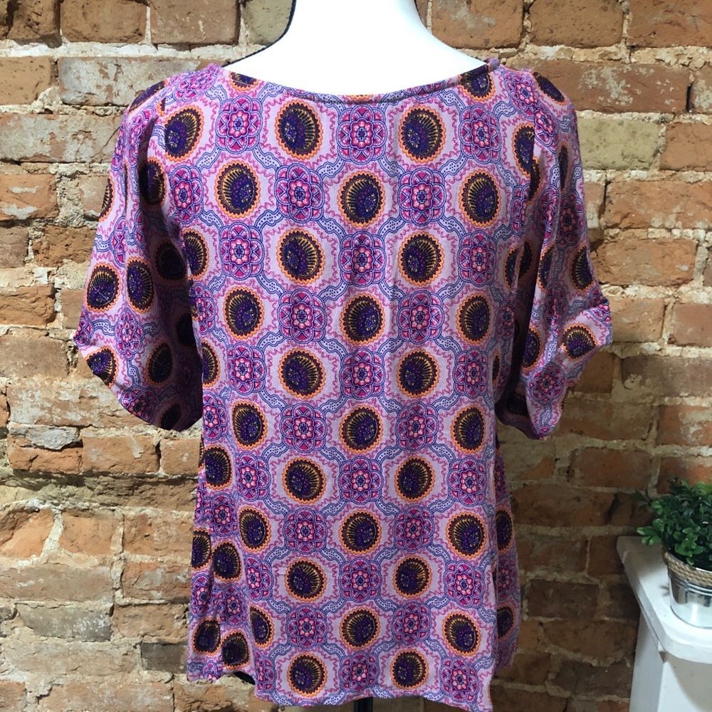 Anthropologie Maeve Milla print top WOMENS XS Pink Medallion - Picture 4 of 10